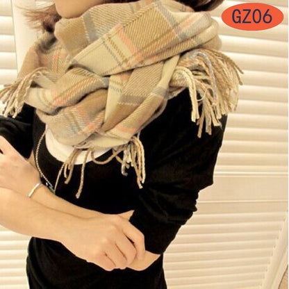 Classic Thick Warm Color Plaid Red Gift Scarfs