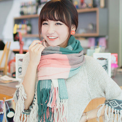 Classic Thick Warm Color Plaid Red Gift Scarfs