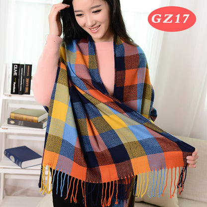 Classic Thick Warm Color Plaid Red Gift Scarfs