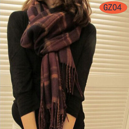 Classic Thick Warm Color Plaid Red Gift Scarfs