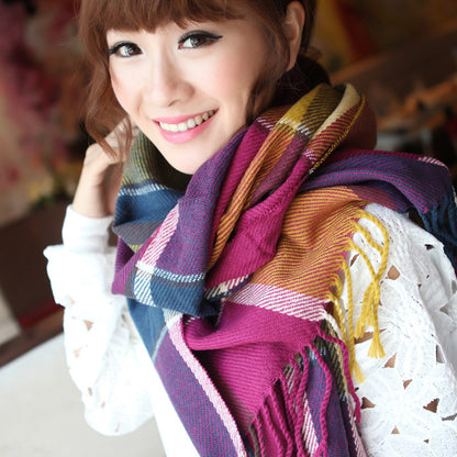 Classic Thick Warm Color Plaid Red Gift Scarfs