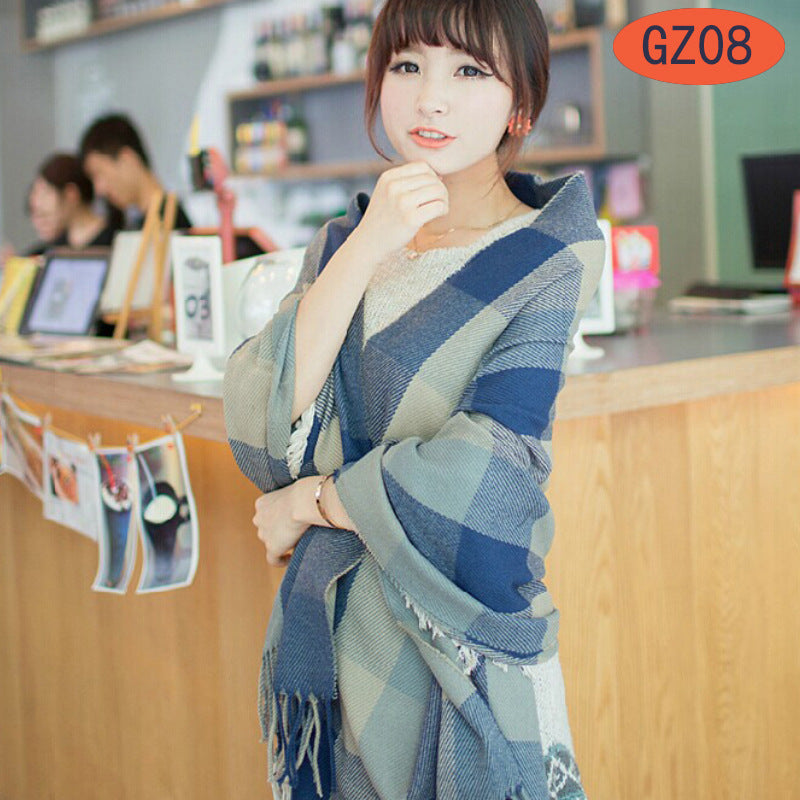 Women's Plaid Silk Cashmere Korean Cotton Scarfs