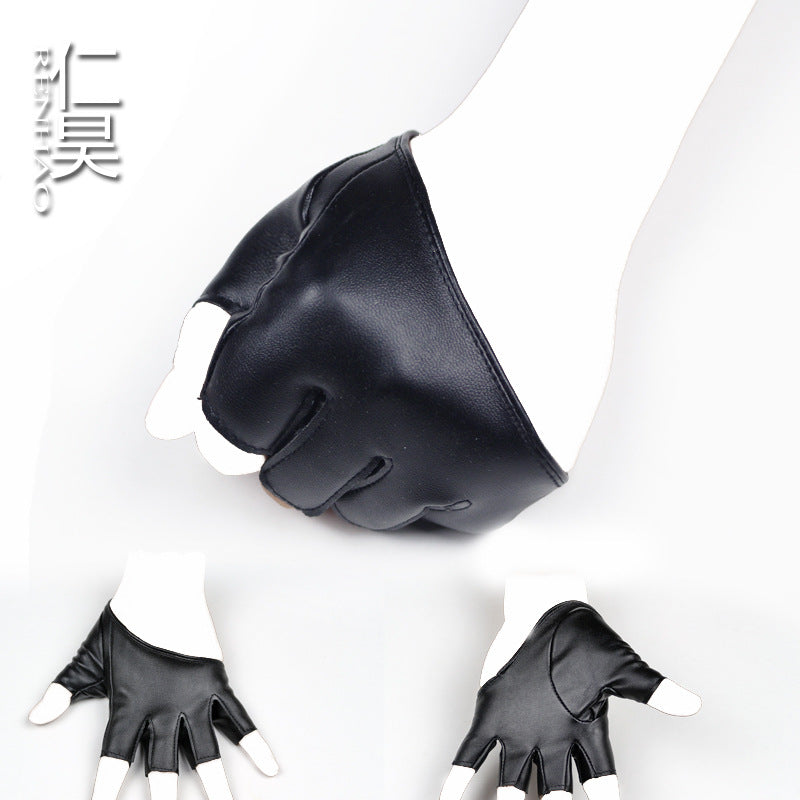 Women's Half Soles Finger Imitation Leather Performance Gloves