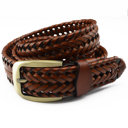 Women's & Men's Woven Fine Genuine Leather Buckle Pure Cowhide Belts