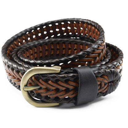 Women's & Men's Woven Fine Genuine Leather Buckle Pure Cowhide Belts