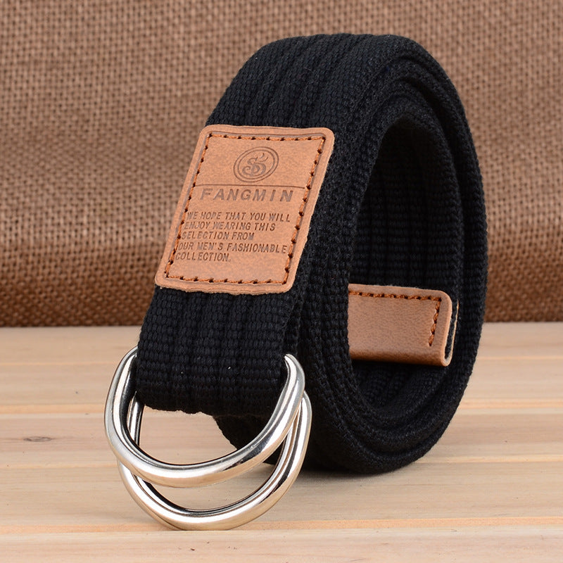 Canvas Casual Business Jeans Double Buckle Belts