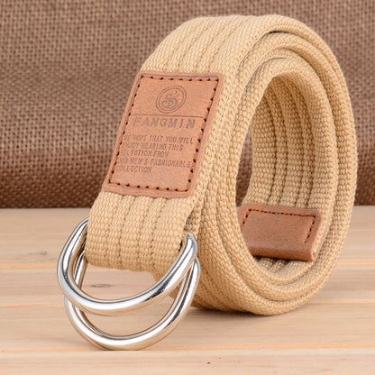 Canvas Casual Business Jeans Double Buckle Belts