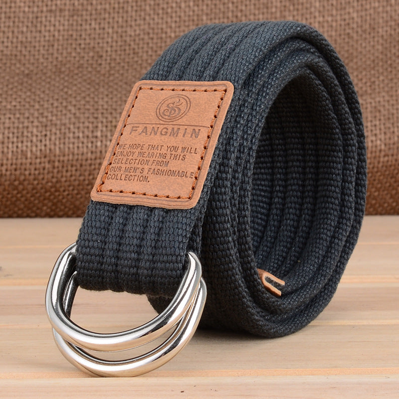 Canvas Casual Business Jeans Double Buckle Belts