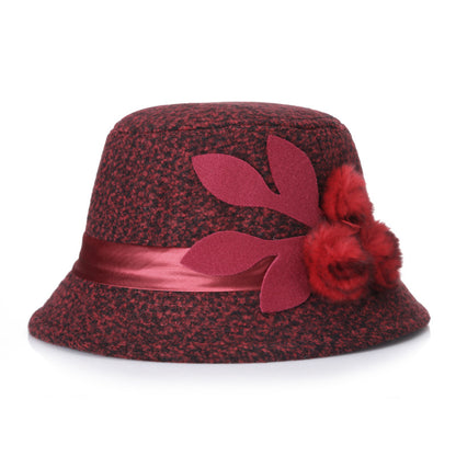 Women's Elegant Woolen Hat Mother Bucket Hats & Caps