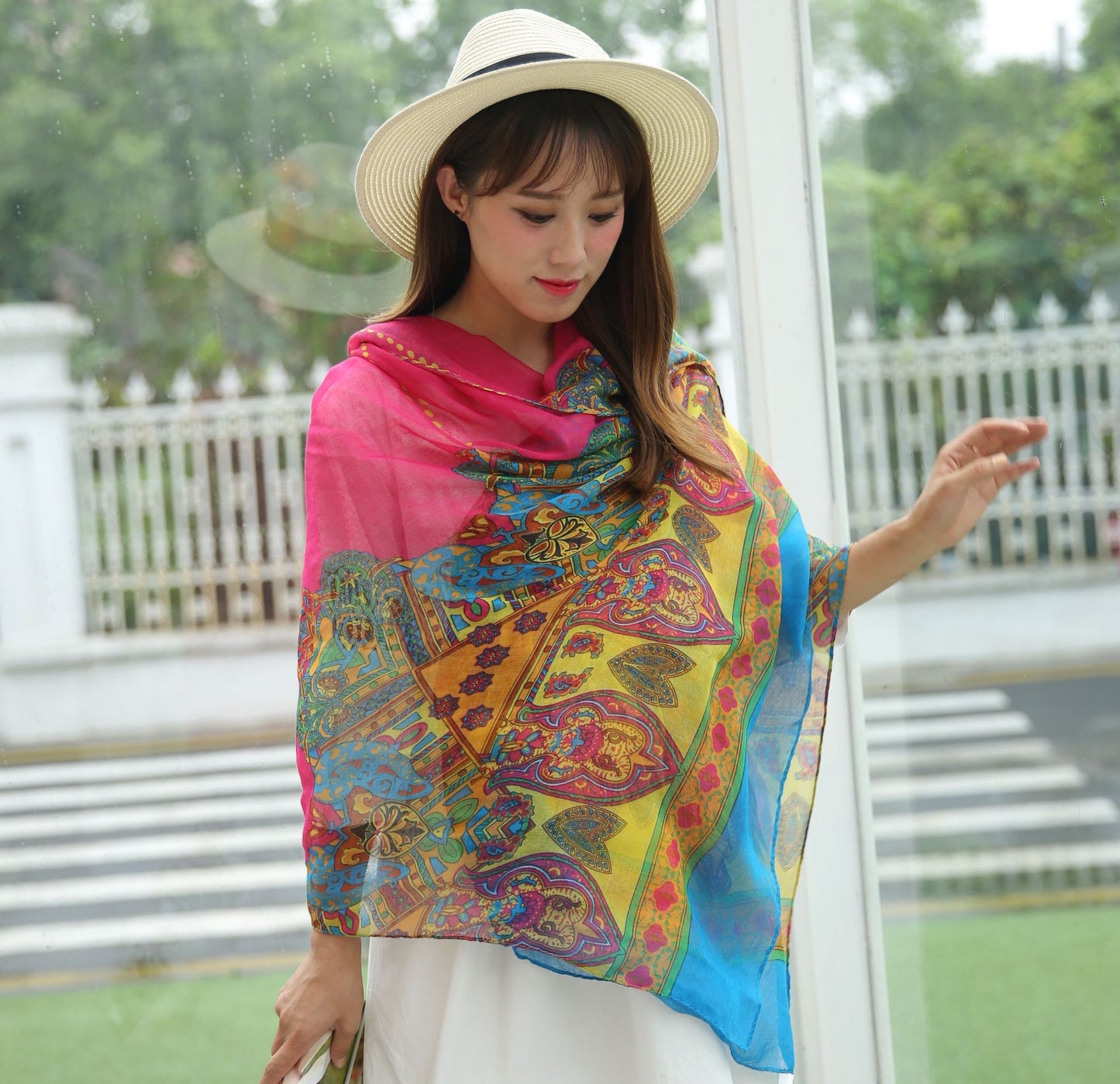 Women's Sunscreen Seaside Ethnic Style Cotton Linen Scarfs