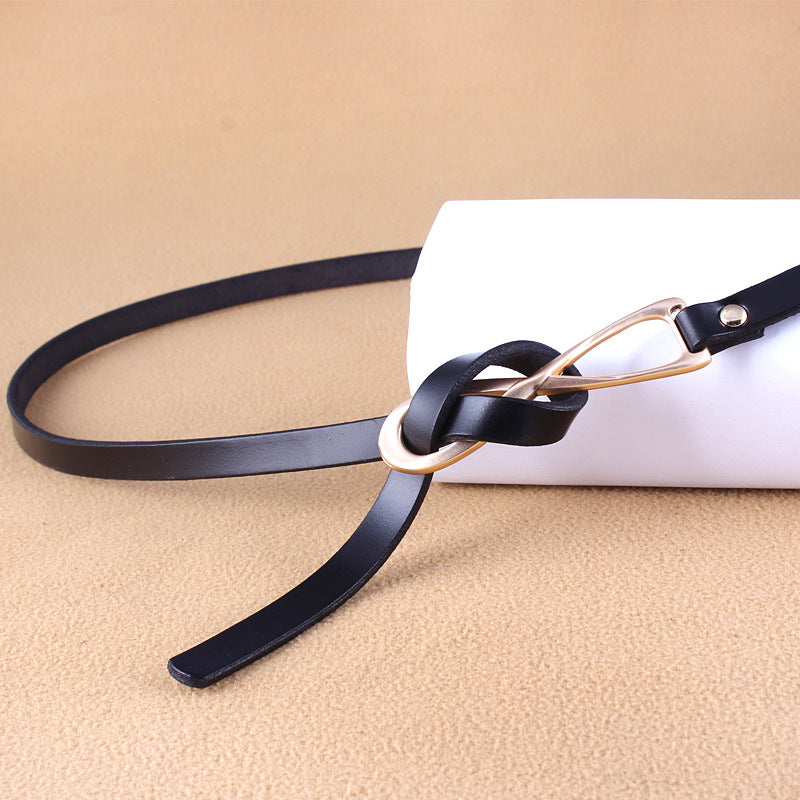 Women's Fashion Korean Knotted Cow Small Versatile Belts