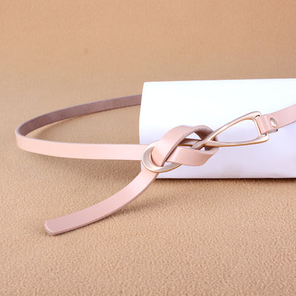 Women's Fashion Korean Knotted Cow Small Versatile Belts