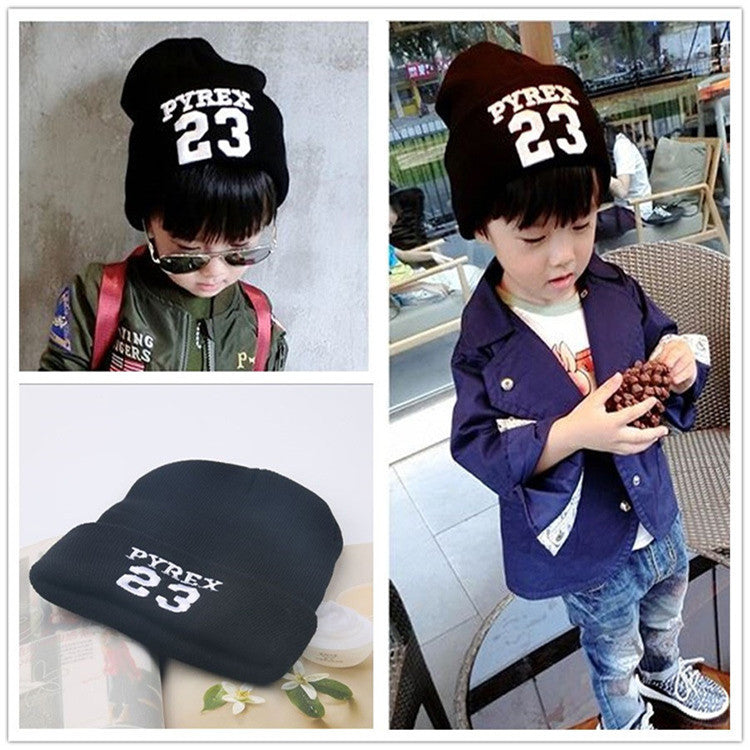 Children's Big Brim Boys Korean Letter Knitted Kids' Headwear