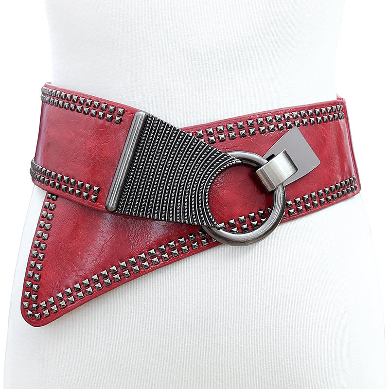 Women's Oblique Match Elastic Personalized Fashionable Wide Waist Belts