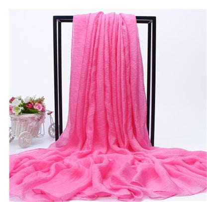 Women's Oversized Imitated Silk Solid Color Beach Long Scarfs