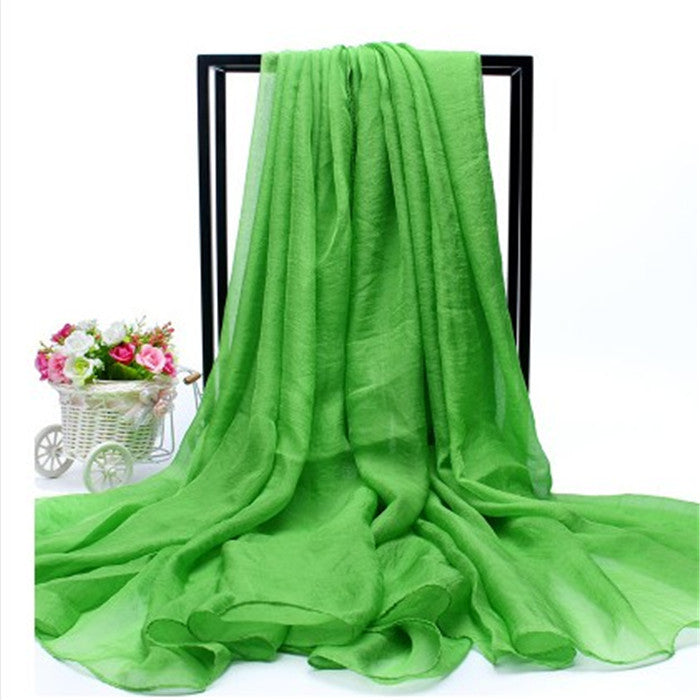 Women's Oversized Imitated Silk Solid Color Beach Long Scarfs