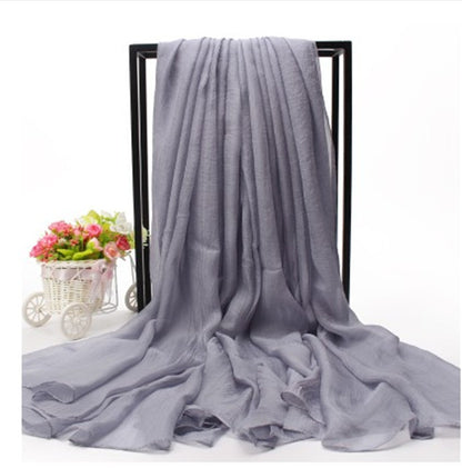 Women's Oversized Imitated Silk Solid Color Beach Long Scarfs