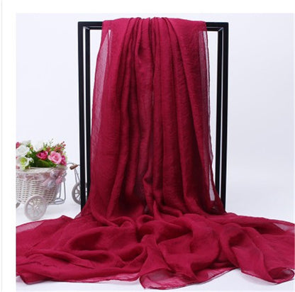 Women's Oversized Imitated Silk Solid Color Beach Long Scarfs