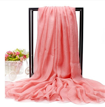 Women's Oversized Imitated Silk Solid Color Beach Long Scarfs