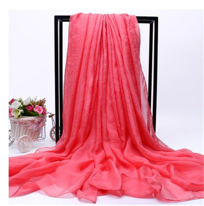 Women's Oversized Imitated Silk Solid Color Beach Long Scarfs