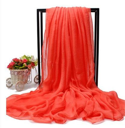 Women's Oversized Imitated Silk Solid Color Beach Long Scarfs