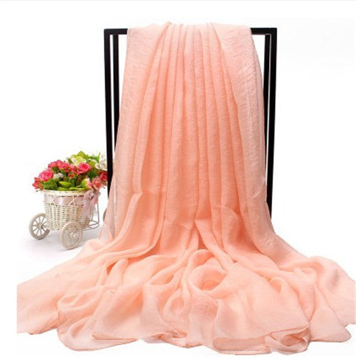 Women's Oversized Imitated Silk Solid Color Beach Long Scarfs