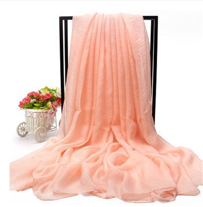 Women's Oversized Imitated Silk Solid Color Beach Long Scarfs