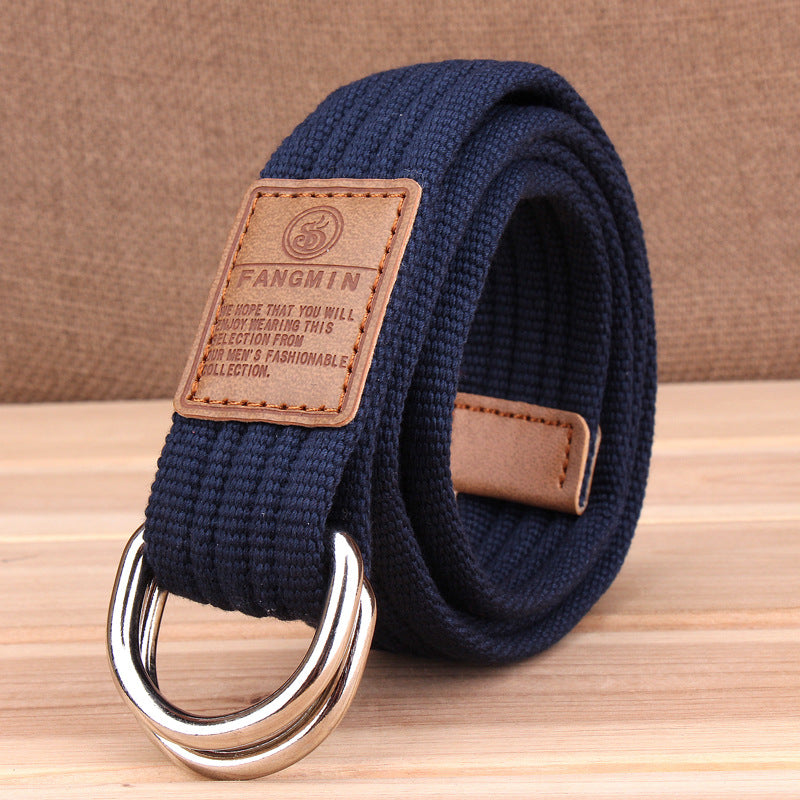 Canvas Casual Business Jeans Double Buckle Belts