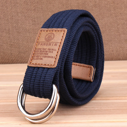 Canvas Casual Business Jeans Double Buckle Belts