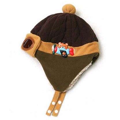 Children's Korean Style Pilot Fleece-lined Warm Hat Kids' Headwear