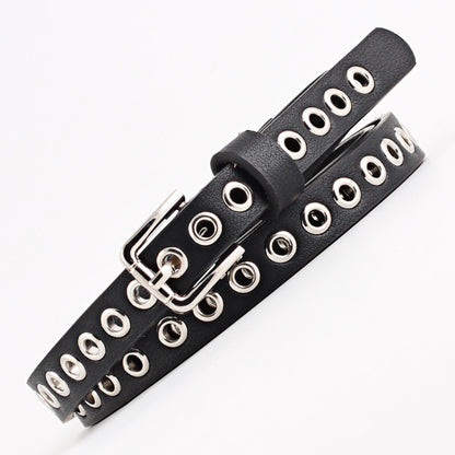 Women's Summer Rivet Imitation Leather Trendy Thin Belts