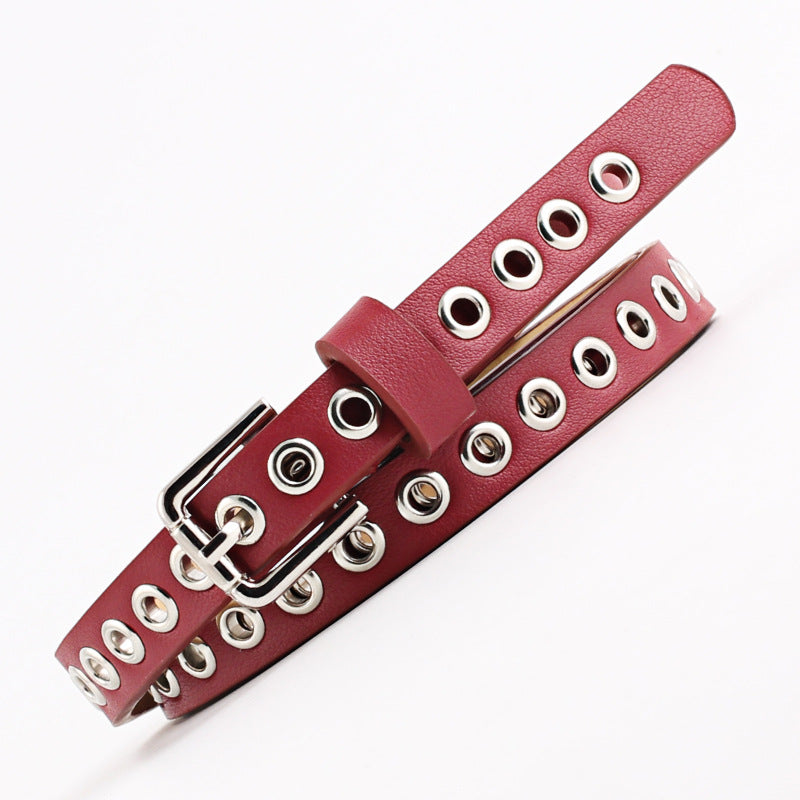 Women's Summer Rivet Imitation Leather Trendy Thin Belts