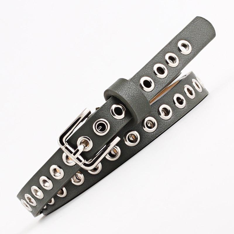 Women's Summer Rivet Imitation Leather Trendy Thin Belts