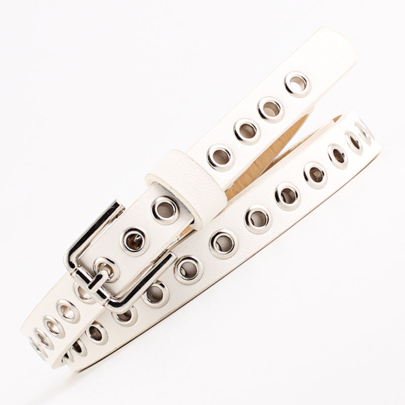 Women's Summer Rivet Imitation Leather Trendy Thin Belts