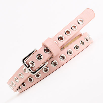 Women's Summer Rivet Imitation Leather Trendy Thin Belts