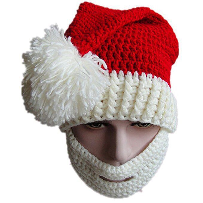 Hand-woven Christmas Hat Red Mask Beard Kids' Headwear