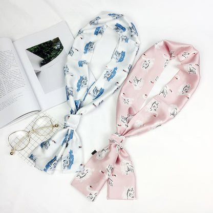 Women's Small Silk Korean Fashion Decorative Satin Scarfs