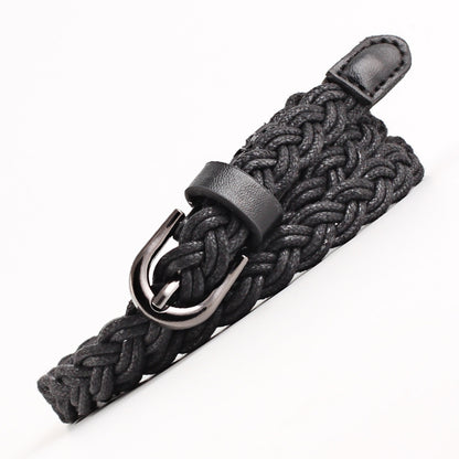 Women's Casual Wax Rope Woven Pin Buckle Belts