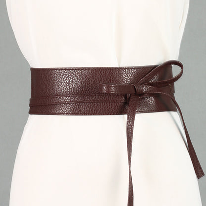 Women's Autumn Dress Clothing Accessories Width Ribbon Bowknot Two Belts