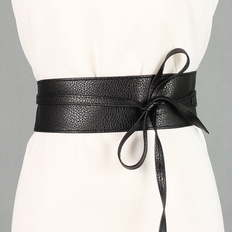 Women's Autumn Dress Clothing Accessories Width Ribbon Bowknot Two Belts