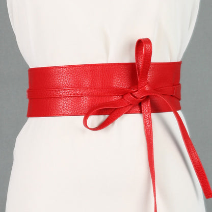 Women's Autumn Dress Clothing Accessories Width Ribbon Bowknot Two Belts