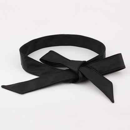 Women's Long Soft Ribbon Bowknot Wide Waist Belts