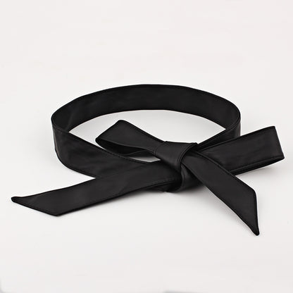 Women's Long Soft Ribbon Bowknot Wide Waist Belts