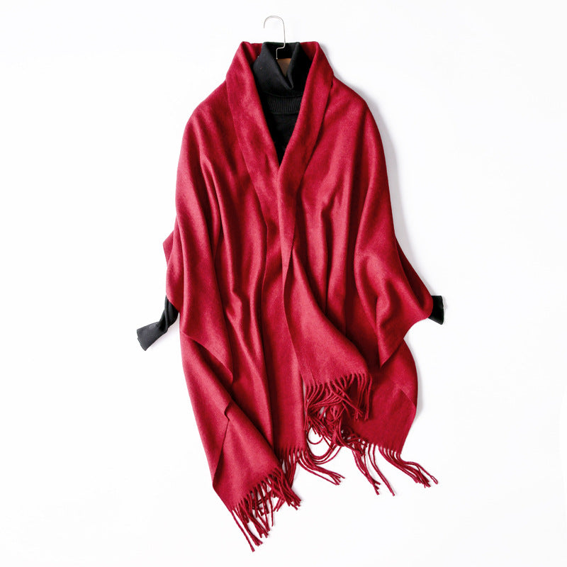 Women's Korean Solid Color Long Thickened Wool Scarfs