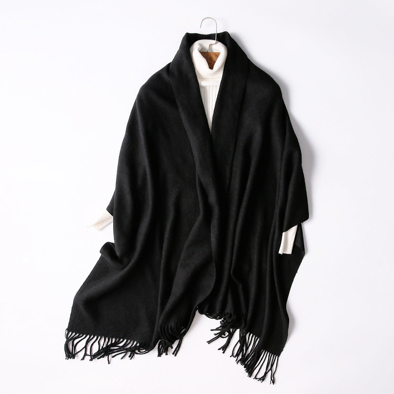 Women's Korean Solid Color Long Thickened Wool Scarfs