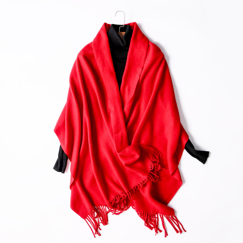 Women's Korean Solid Color Long Thickened Wool Scarfs