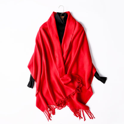 Women's Korean Solid Color Long Thickened Wool Scarfs