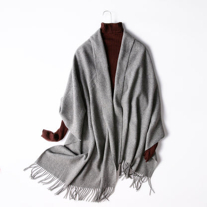 Women's Korean Solid Color Long Thickened Wool Scarfs