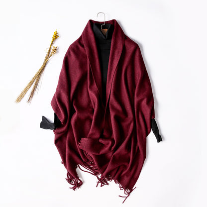 Women's Korean Solid Color Long Thickened Wool Scarfs