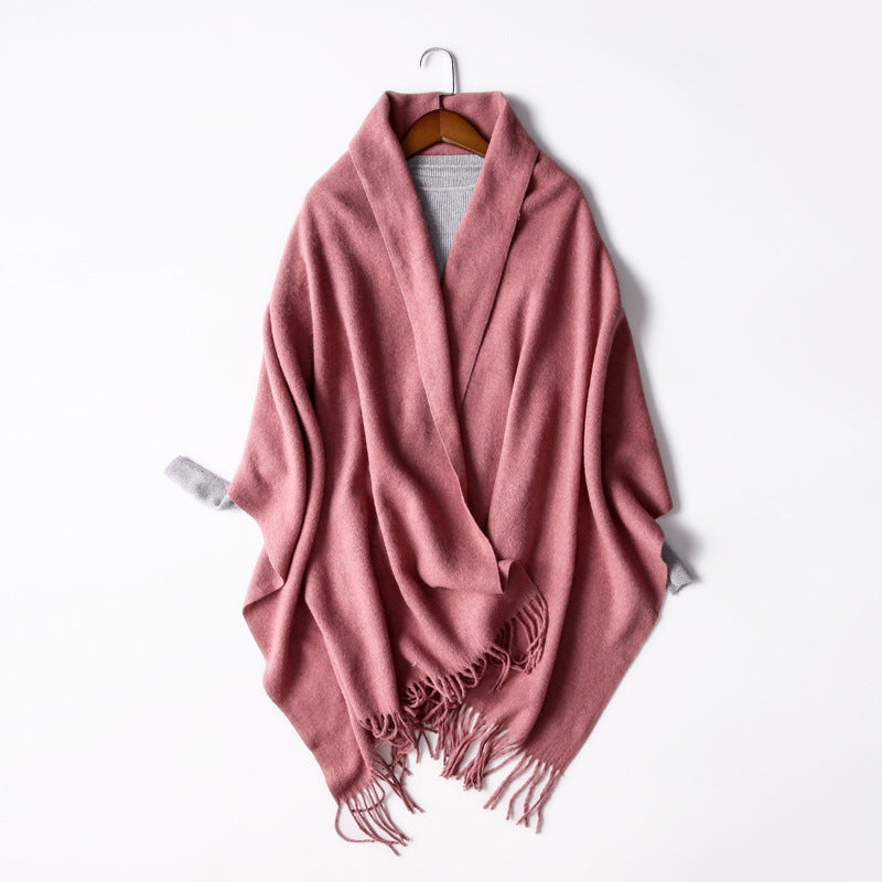 Women's Korean Solid Color Long Thickened Wool Scarfs